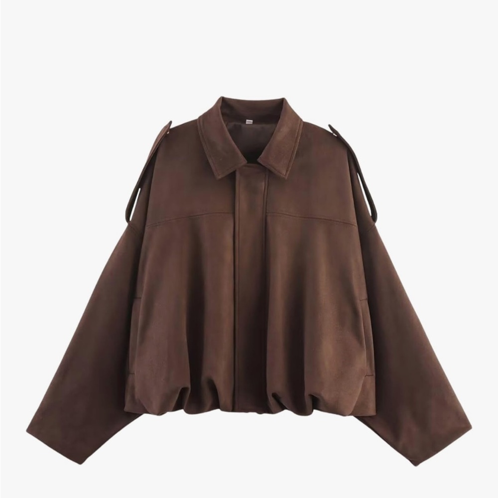 NWT Brown Faux Suede Bomber Jacket for Women